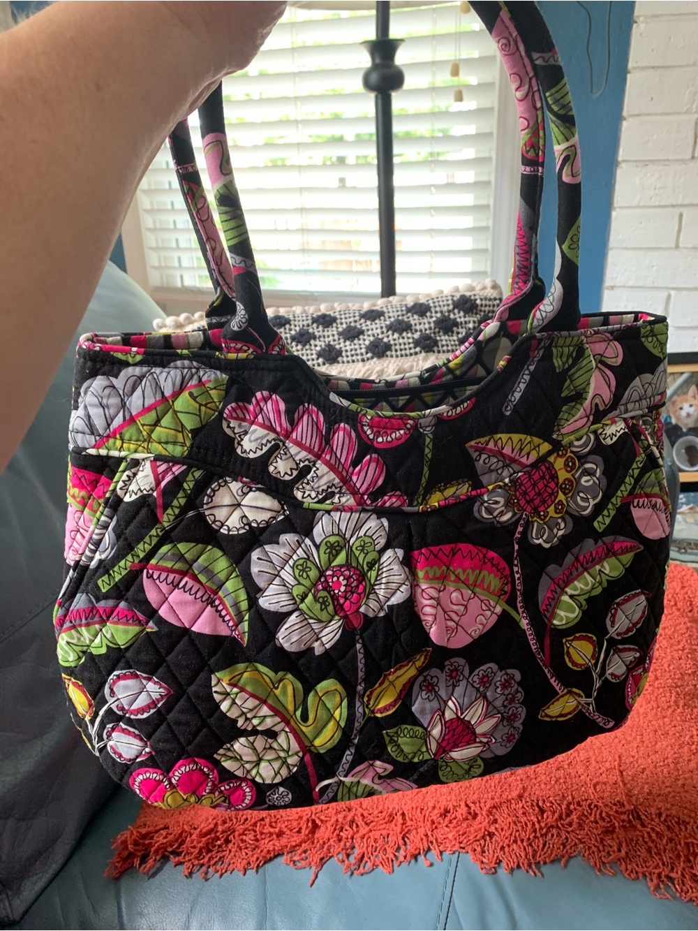 Vera Bradley’s Pleated Shoulder Bag in Moon Blooms 13615-168, Brand NEW